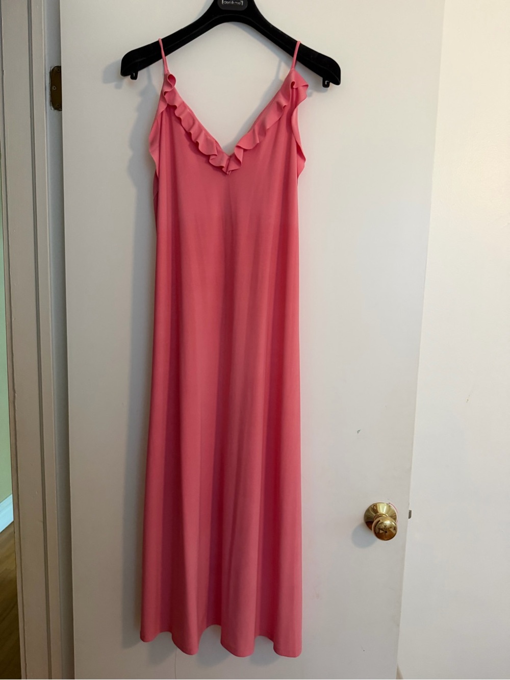Zara Coral-Pink Ruffle V-Neck Dress